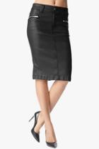 7 For All Mankind Fashion High Waist Pencil Skirt With Zips In Black Jeather