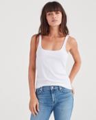 7 For All Mankind Ribbed Tank Top In Optic White