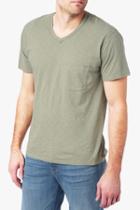 7 For All Mankind Short Sleeve Raw V-neck In Dark Sage