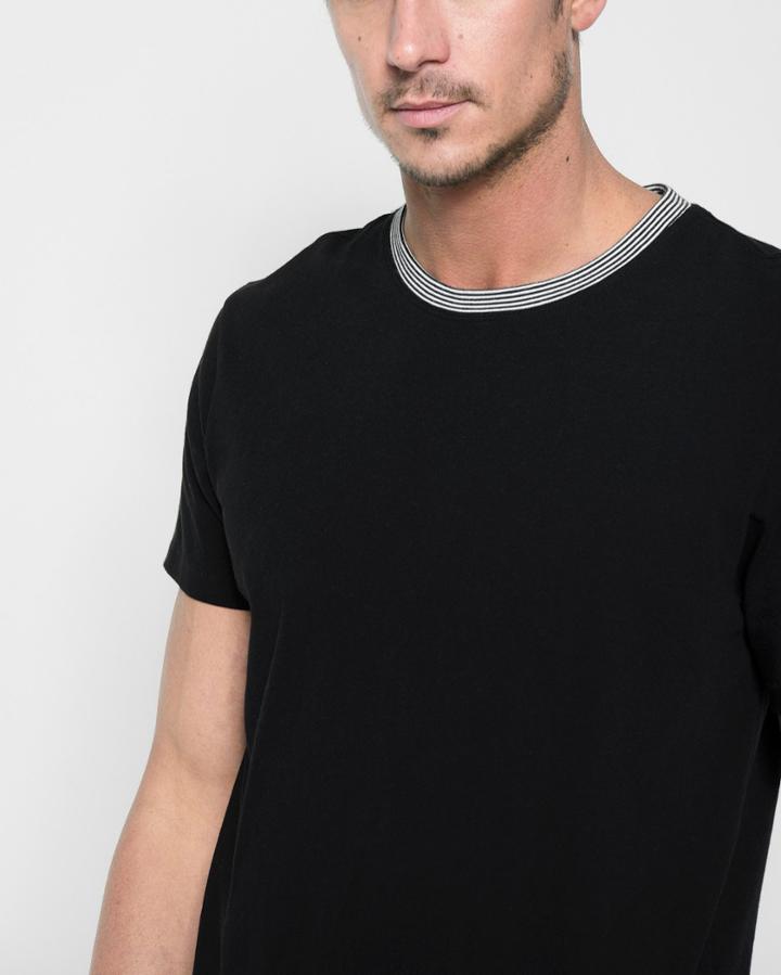 7 For All Mankind Men's Short Sleeve Ringer Tee In Black