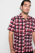 7 For All Mankind Short Sleeve Hazy Plaid Shirt In Port Wine