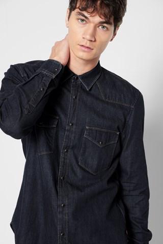 7 For All Mankind Western Denim Shirt In Medium Heritage
