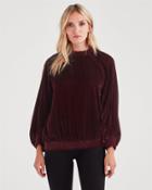 7 For All Mankind Velvet Pullover Sweater In Dark Bordeaux