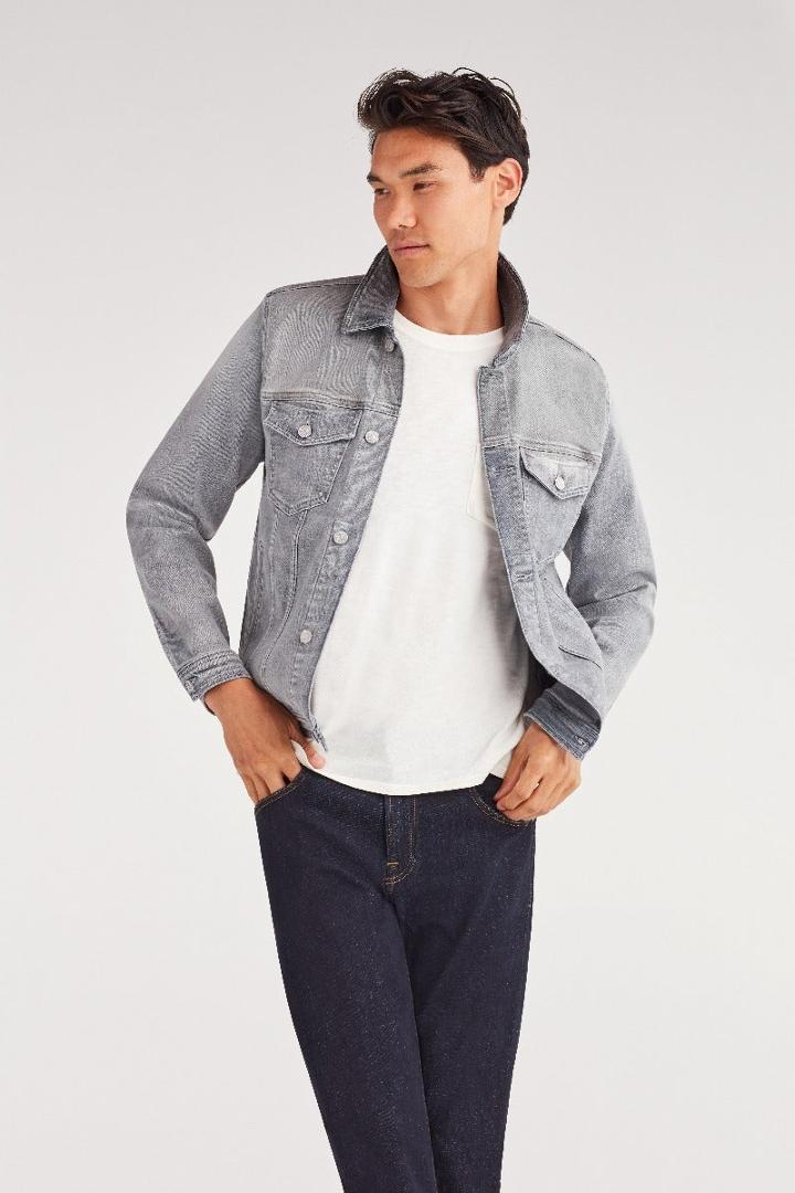 7 For All Mankind Men's Luxe Performance Trucker Jacket In Altruist Grey