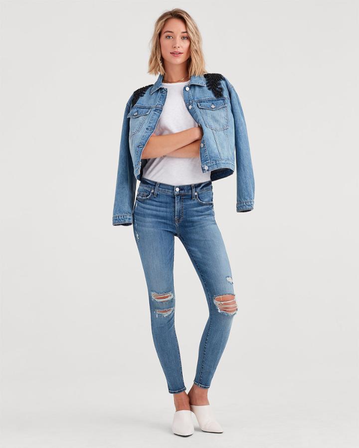 7 For All Mankind B(air) Ankle Skinny With Destroy In Authentic Fortune