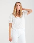 7 For All Mankind Women's Twist Sleeve Tee In Optic White