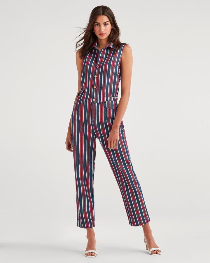 7 For All Mankind Women's Sleeveless Jumpsuit In Star Spangled