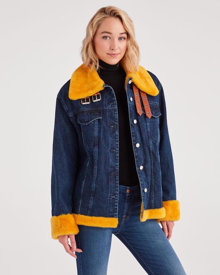 7 For All Mankind Marques Almeida X 7fam Oversized Denim Jacket In Dark Blue
