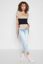 7 For All Mankind Deep U-neck Top In Pink Beige