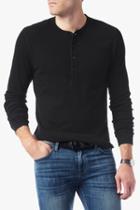 7 For All Mankind Long Sleeve Thermal Henley In Black