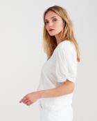 7 For All Mankind Twist Sleeve Tee In Optic White