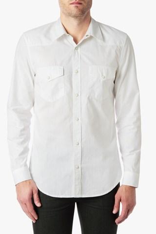 7 For All Mankind Long Sleeve Solid Western Shirt In White
