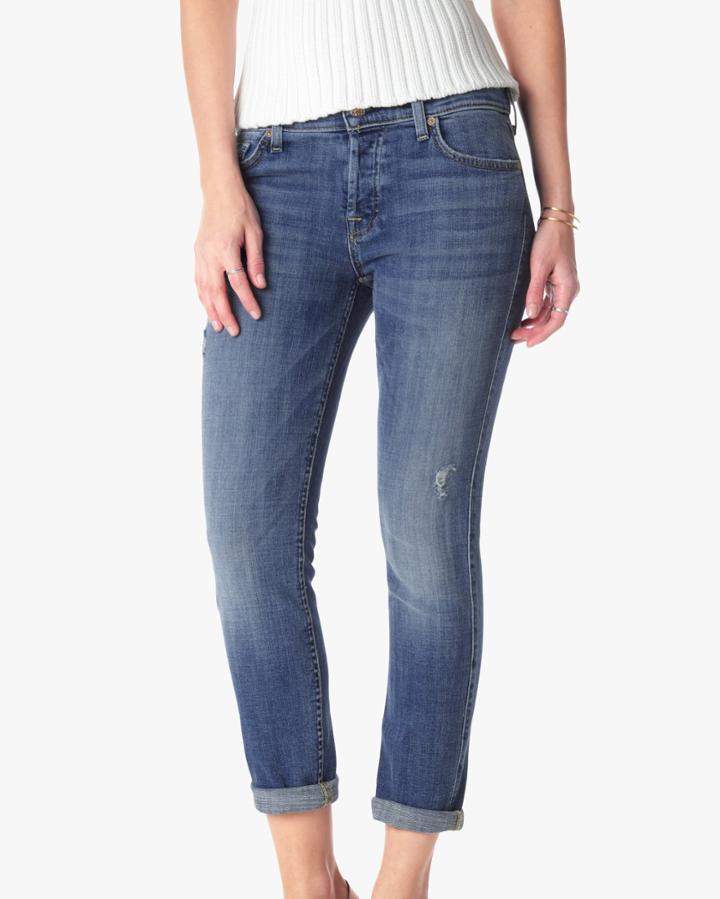7 For All Mankind Women's Josefina Boyfriend In Bright Light Broken Twill