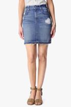 7 For All Mankind Mini Pencil Skirt With Released Hem In Rigid Blue Orchid