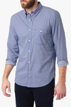 7 For All Mankind Long Sleeve Vintage Dobby Print Shirt In Medium Blue