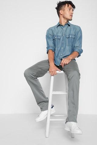 7 For All Mankind Luxe Sport The Straight Clean Pocket In Shaded Stone