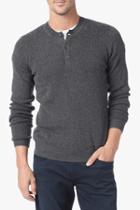 7 For All Mankind Ribbed Sweater Henley In Heather Charcoal