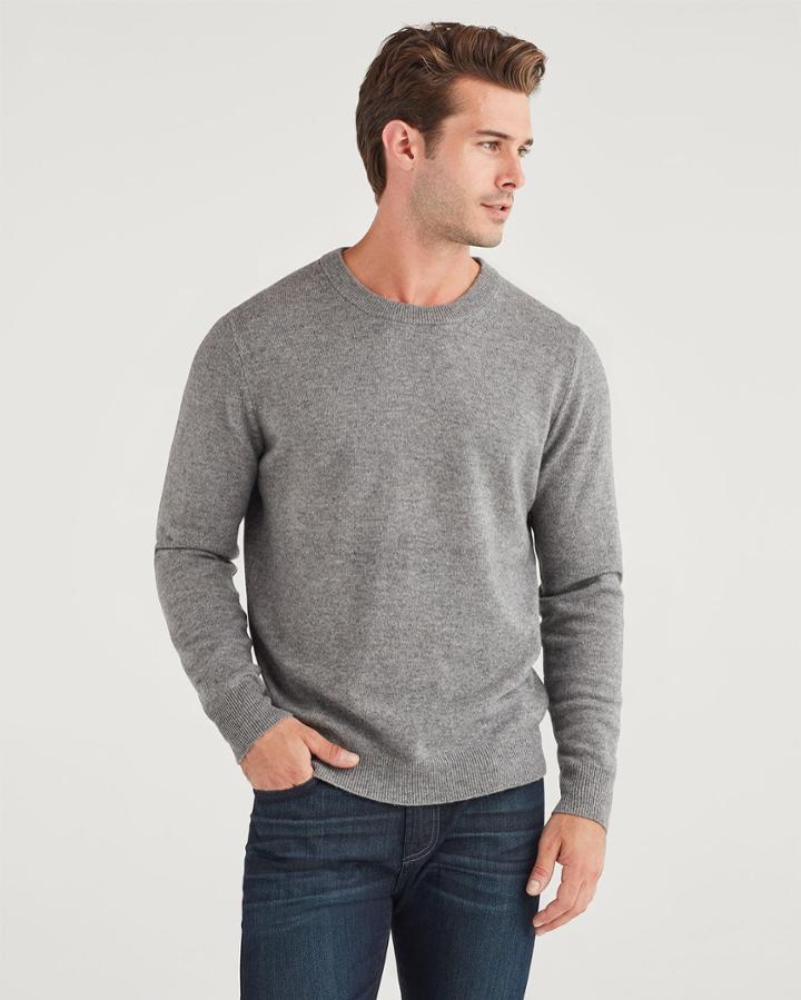 7 For All Mankind Men's Cashmere Crewneck In Medium Grey