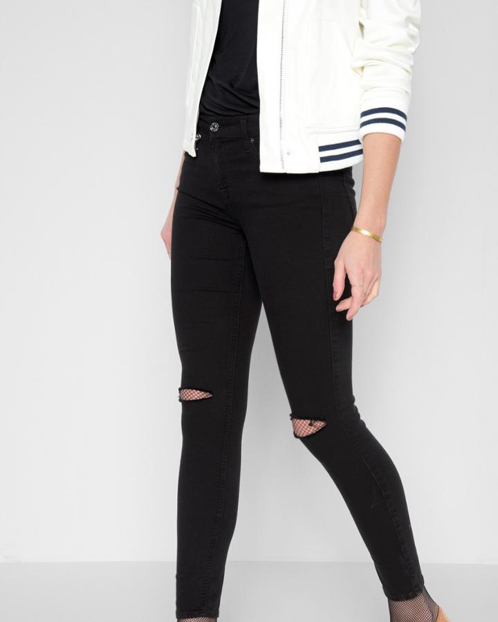 7 For All Mankind Women's B(air) Denim Ankle Skinny With Knee Slits In Black