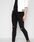 7 For All Mankind Women's B(air) Denim Ankle Skinny With Knee Slits In Black