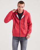 7 For All Mankind Zip Through Hoodie In Mineral Red