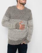 7 For All Mankind Men's Long Sleeve Fairisle Crewneck Sweater In Camel