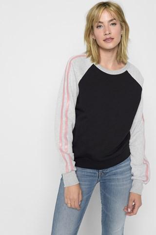 7 For All Mankind Contrast Sleeve Sweatshirt In Black