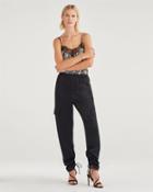 7 For All Mankind Women's Relaxed Satin Cargo Pant In Jet Black