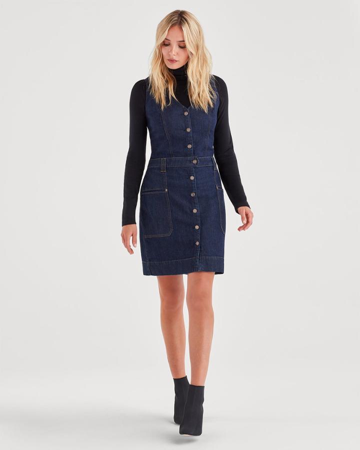 7 For All Mankind Utility Denim Mini Dress In Utility Rinse