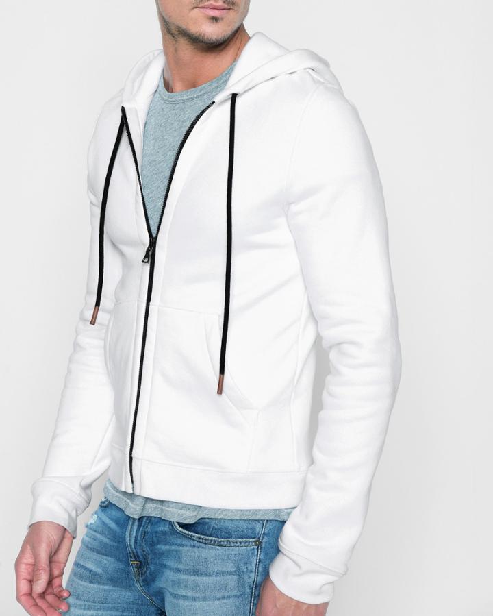 7 For All Mankind Men's Zip Through Hoodie In White