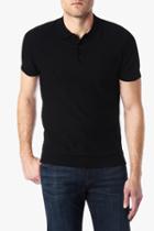 7 For All Mankind Short Sleeve Lightweight Polo In Black