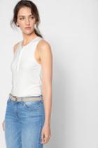 7 For All Mankind Ribbed Henley Tank In White
