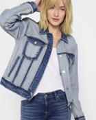 7 For All Mankind Women's Boyfriend Jacket With Destroy In Inside Out