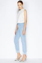 Giambattista Valli X 7 For All Mankind: High Waist Straight In Bleached Indigo