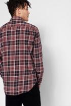 7 For All Mankind Long Sleeve Brushed Plaid Shirt In Port Wine