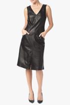 7 For All Mankind Leather A-line Dress In Black