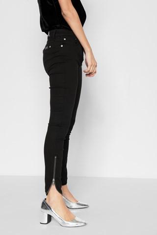 7 For All Mankind B(air) Denim Ankle Skinny With Tulip Zipper Hem In Black