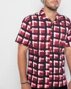 7 For All Mankind Men's Short Sleeve Hazy Plaid Shirt In Port Wine