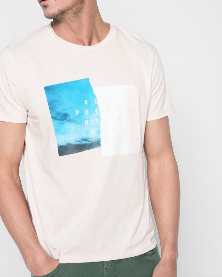 7 For All Mankind Men's Short Sleeve Present Tee In Pink Sunrise