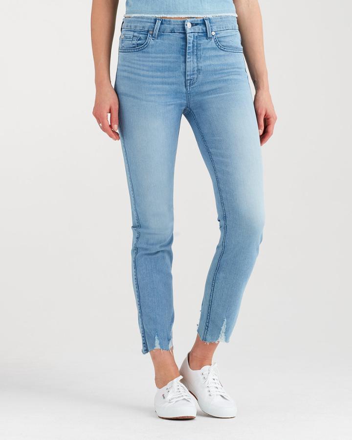 7 For All Mankind Women's High Waist Ankle Skinny With Shredded Hem In B(air) Mirage