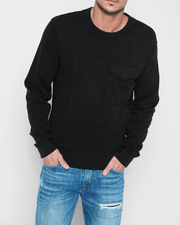 7 For All Mankind Men's Quilted Patchwork Sweatshirt In Black