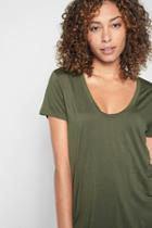 7 For All Mankind Deep U-neck Top In Olivine