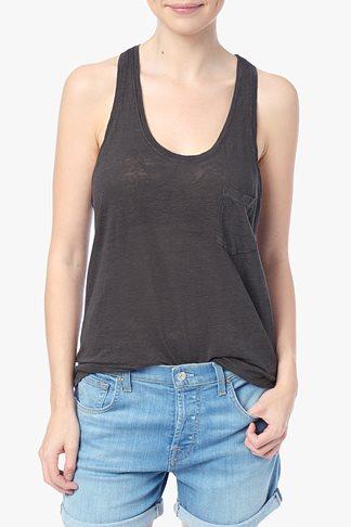 7 For All Mankind The Racerback Tank In Dark Charcoal