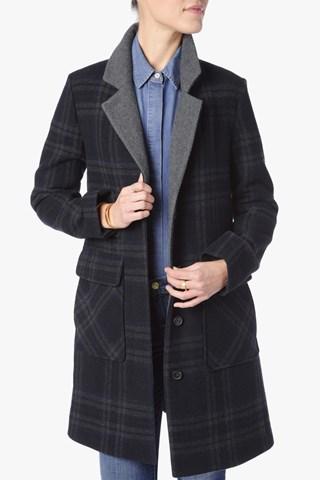 7 For All Mankind Wool Boyfriend Coat In Navy