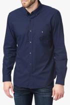 7 For All Mankind Long Sleeve Oxford Shirt In Dark Brilliant Blue