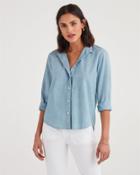 7 For All Mankind Women's Button Front Shirt In Stoned Blue