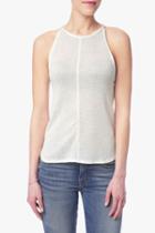 7 For All Mankind Drape Back Halter Tank In Cream