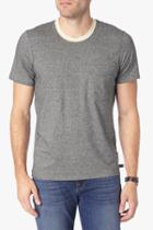 7 For All Mankind Striped Ringer Tee In Black Ecru Mini Stripe