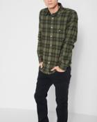 7 For All Mankind Men's Long Sleeve Plaid Shirt In Fatigue