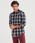 7 For All Mankind Long Sleeve Western Shirt In Grey Plaid